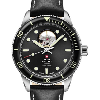 Swiss Military by Chrono Swiss Military SMA34106.15 Herrenuhr Automatik Open-Heart Taucheruhr 42mm 20ATM Swiss Military by Chrono Swiss Military SMA34106.15 Herrenuhr Automatik Open-Heart Taucheruhr 42mm 20ATM