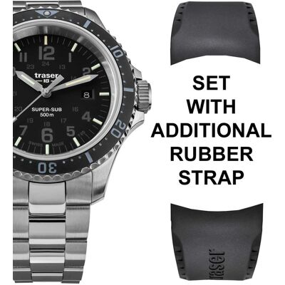 Traser H3 109376 P67 T25 SuperSub Set Black Herrenuhr 46mm Taucheruhr 50ATM Traser H3 109376 P67 T25 SuperSub Set Black Herrenuhr 46mm Taucheruhr 50ATM
