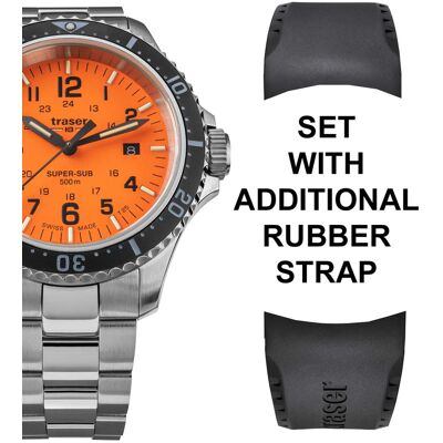 Traser H3 109379 P67 T25 SuperSub Set Orange Herrenuhr 46mm Taucheruhr 50ATM Traser H3 109379 P67 T25 SuperSub Set Orange Herrenuhr 46mm Taucheruhr 50ATM