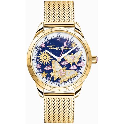 Thomas Sabo WA0430-291-207-33 Damenuhr Schmetterlinge Goldfarben 33mm 5ATM Thomas Sabo WA0430-291-207-33 Damenuhr Schmetterlinge Goldfarben 33mm 5ATM