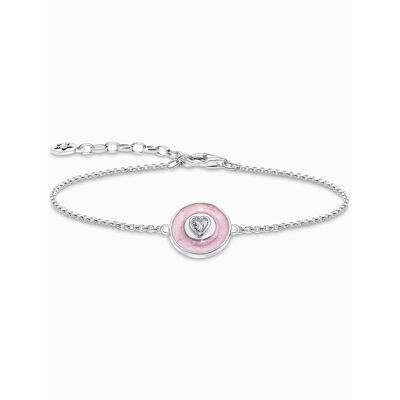 Thomas Sabo A2143-691-9-L19V Silbernes Armband mit rosa Anhänger Thomas Sabo A2143-691-9-L19V Silbernes Armband mit rosa Anhänger