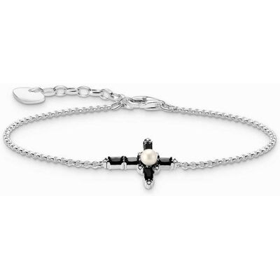 Thomas Sabo A2173-167-11-L19V Silbernes Armband mit schwarzem Kreuz Cross Romance Thomas Sabo A2173-167-11-L19V Silbernes Armband mit schwarzem Kreuz Cross Romance