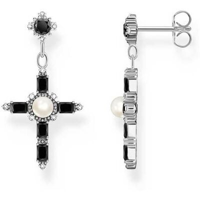 Thomas Sabo H2312-167-11 Silberne Ohrringe Cross Romance schwarz Damen Thomas Sabo H2312-167-11 Silberne Ohrringe Cross Romance schwarz Damen