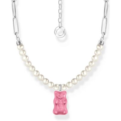 Thomas Sabo KE2207-082-9-L45V Gliederkette mit Perlen und pinkem Goldbären Anhänger 40-45 cm Damen Thomas Sabo KE2207-082-9-L45V Gliederkette mit Perlen und pinkem Goldbären Anhänger 40-45 cm Damen