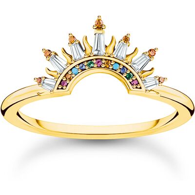 Thomas Sabo TR2456-488-7-56 Vergoldeter Ring mit Sonnenstrahlen und bunten Steinen Damen Thomas Sabo TR2456-488-7-56 Vergoldeter Ring mit Sonnenstrahlen und bunten Steinen Damen