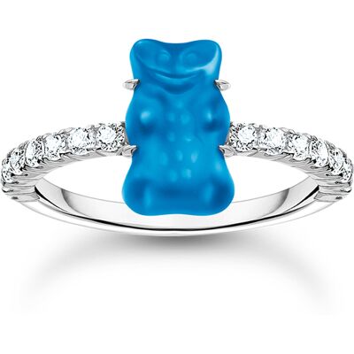 Thomas Sabo TR2459-052-1-54 Silberner Ring mit blauem Goldbären Damen Thomas Sabo TR2459-052-1-54 Silberner Ring mit blauem Goldbären Damen