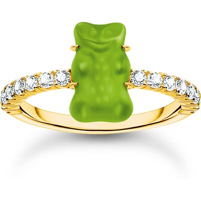 Thomas Sabo TR2459-414-6-54 Goldener Ring mit grünem Goldbären Damen Thomas Sabo TR2459-414-6-54 Goldener Ring mit grünem Goldbären Damen