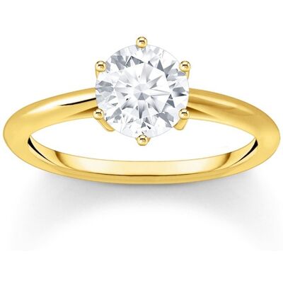 Thomas Sabo TR2474-414-14-56 Vergoldeter Ring mit Weißem Stein im Brillantschliff Damen Thomas Sabo TR2474-414-14-56 Vergoldeter Ring mit Weißem Stein im Brillantschliff Damen