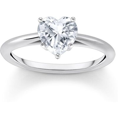 Thomas Sabo TR2476-051-14-56 Silberner Ring mit Weißem Stein in Herzform Damen Thomas Sabo TR2476-051-14-56 Silberner Ring mit Weißem Stein in Herzform Damen