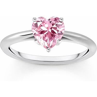 Thomas Sabo TR2476-051-9-56 Silberner Ring mit Pinkfarbenem Stein in Herzform Damen Thomas Sabo TR2476-051-9-56 Silberner Ring mit Pinkfarbenem Stein in Herzform Damen
