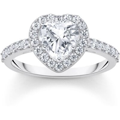 Thomas Sabo TR2477-051-14-56 Silberner Halo-Ring in Herzform mit weißen Zirkonia Damen Thomas Sabo TR2477-051-14-56 Silberner Halo-Ring in Herzform mit weißen Zirkonia Damen
