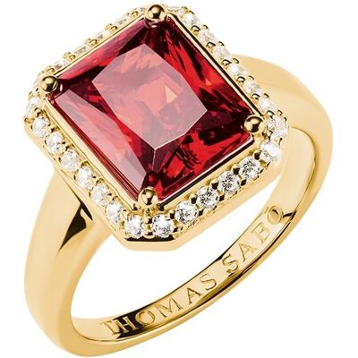 Thomas Sabo TR2508-414-10-56 Ring mit Rotem Oktagon-Stein Elyndra vergoldet Damen Thomas Sabo TR2508-414-10-56 Ring mit Rotem Oktagon-Stein Elyndra vergoldet Damen