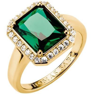 Thomas Sabo TR2508-971-6-56 Ring mit Grünem Oktagon-Stein Elyndra vergoldet Damen Thomas Sabo TR2508-971-6-56 Ring mit Grünem Oktagon-Stein Elyndra vergoldet Damen