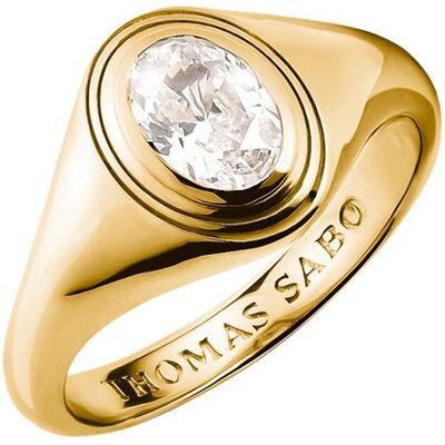 Thomas Sabo TR2523-414-14-56 Ring mit weißem Zirkoniastein Oval vergoldet Damen Thomas Sabo TR2523-414-14-56 Ring mit weißem Zirkoniastein Oval vergoldet Damen
