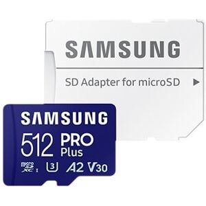 Samsung PRO Plus 512 GB microSDXC-Speicherkarte (180 MB/s, Class U3, V30, A2)