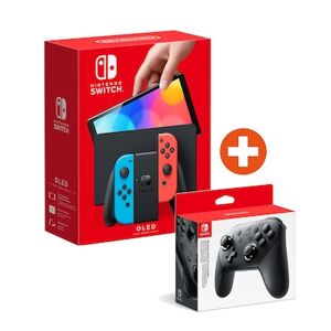 Nintendo Switch Konsole OLED rot blau + Switch Pro Controller
