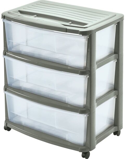 Mhome Rollcontainer Grau/Transparent 56x64x39 cm