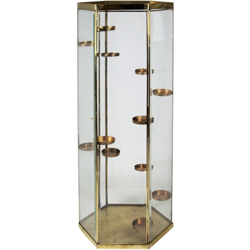 Pflanzen-Kölle Windlicht für Teelichte, Gold, Metall, Glas, Höhe 94 cm, B 30 cm