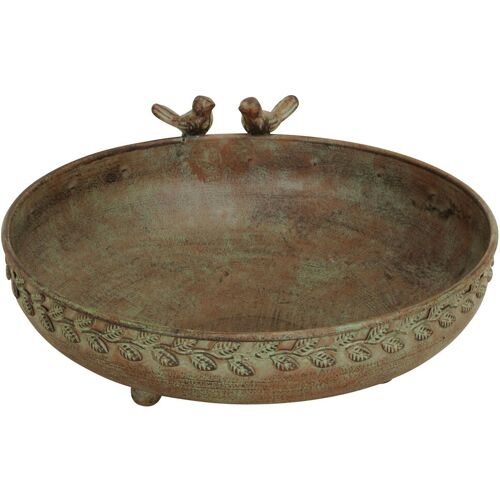 Pflanzen-Kölle Vogeltränke Schale, grün antik, Eisen, ca. Ø30 x H12 cm