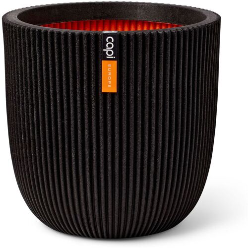 Capi Europe Pflanzgefäß 'Groove', schwarz, ca. Ø 35 x H 34 cm