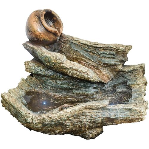 Kölle Brunnen "Wurzel" aus Polyresin, mit Pumpe, Licht und 10 m Kabel, ca. 54x34x43 cm