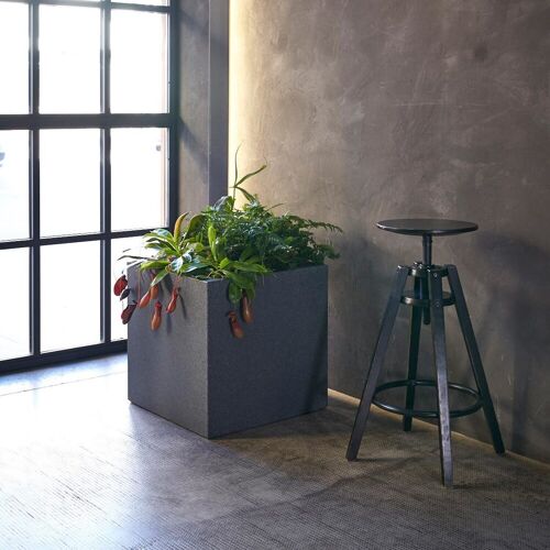 Euro 3 Plast Pflanzkübel 'Kube', granit, ca. 30 x 30 x H 30 cm