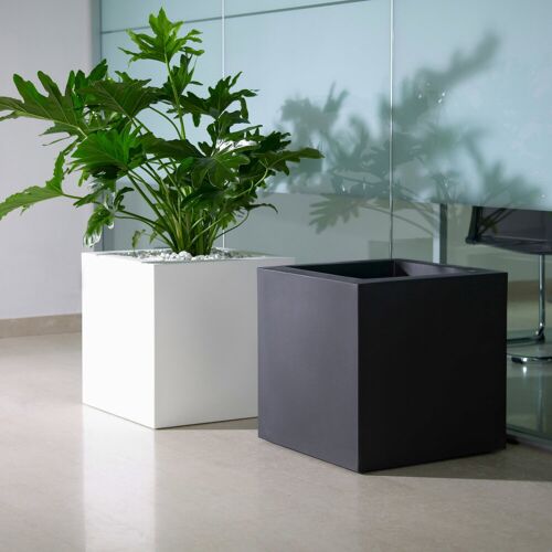 Euro 3 Plast Pflanzkübel 'Kube', perlschwarz, ca. 40 x 40 x H 40 cm