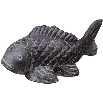 Pflanzen-Kölle Fisch geschnitzt, grau, coloriert, Steinguss, 25 x 8 x 11 cm Pflanzen-Kölle Fisch geschnitzt, grau, coloriert, Steinguss, 25 x 8 x 11 cm