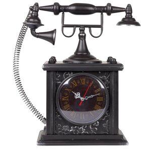 Pflanzen-Kölle Telefon-Uhr, Metall, schwarz, römische Zahlen
