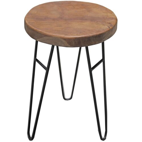 Pflanzen-Kölle Holzhocker in Wurzelholz-Optik, Teakholz und Metall, naturfarben, ca. 44 x 30 x 30 cm