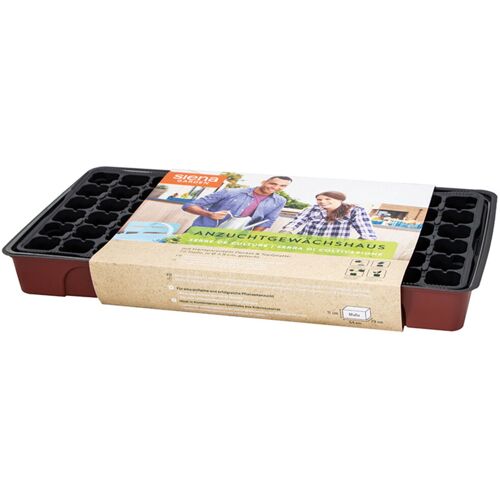 SIENA GARDEN Anzuchtgewächshaus mit Deckel & Topfplatte, 72 Töpfe gelocht, bordeaux