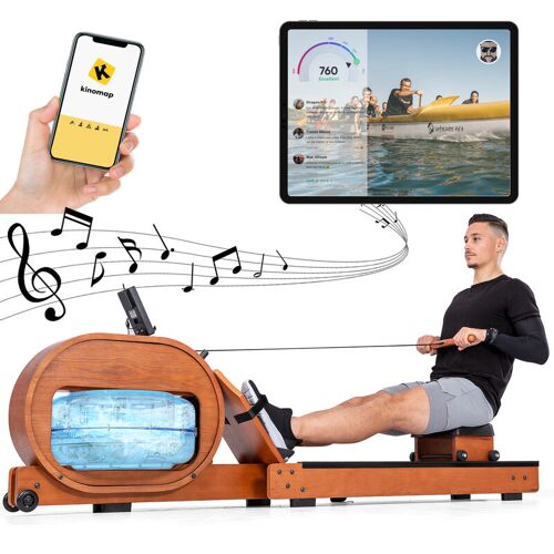 Jn.songs – Wasser Rudergerät Haushalt Massivholz Rudergerät mit lcd Monitor App Kinomap Bis 150 kg