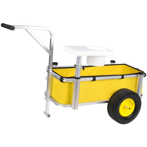 YOLANDAHA Angelwagen für Angler, Angel Trolley mit Fischfuttereimer,Transportwagen Angelkarre Bollerwagen Handwagen Camping Wagen, 200kg Belastbarkeit-Gelb