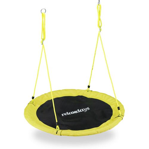 RELAXDAYS Nestschaukel, Outdoor Schaukel für Kinder & Erwachsene, ø 110 cm, bis 100 kg, rund, Tellerschaukel, gelb – Relaxdays