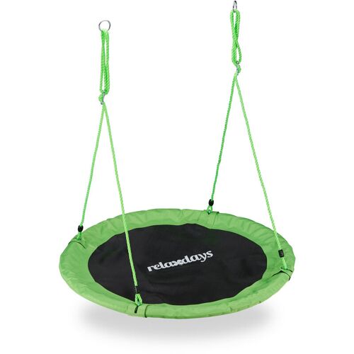 RELAXDAYS Nestschaukel, Outdoor Schaukel für Kinder & Erwachsene, ø 110 cm, bis 100 kg, rund, Tellerschaukel, grün – Relaxdays