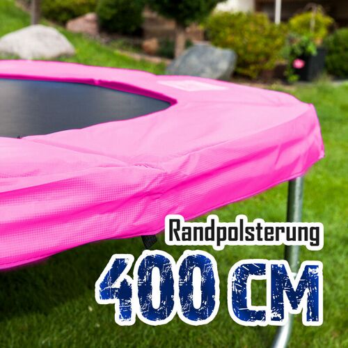 TRAMPOLIN-KING 400cm Randpolsterung Gepolsterte Federabdeckung Rahmenpolsterung für 400cm Trampoline Breite 23cm Stärke 18mm in Pink