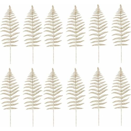 OUYIDA 12pcs Glitter Persian Leaves Künstliche Sträucher Blätter Hochzeitstisch Blumenarrangements Golden