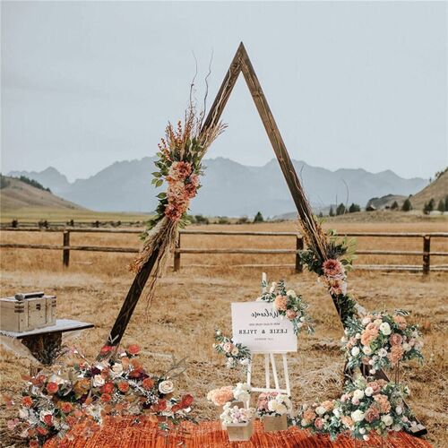 UNHO Holz Hochzeit Bogen Dreieckig Rosenbogen Traubogen Blumenbogen Ballonbogen Garten Hintergrund für Hochzeitsfeier Dekoration Outdoor Indoor 3.1×1.7m