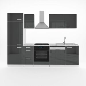 Bergstroem - Küchenzeile Optima 270cm Weiß/Anthrazit Hochglanz Modern Vicco