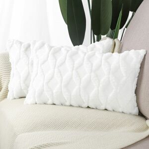 GTA Stck. Weicher Plüsch Wolle Kurzer Samt Dekorative Kissenbezüge Luxury Style für Sofa Schlafzimmer Weiß 30 x 50 cm