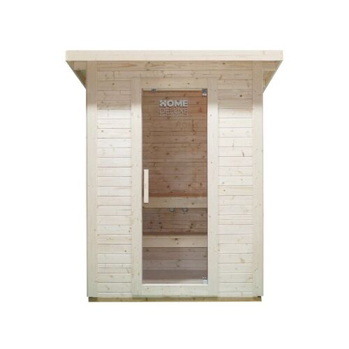 Home Deluxe – Outdoor Saunahaus talo m – für 3 Personen, Holz: Fichtenholz – inkl. Saunaofen und Saunazubehör i Gartensauna, Außensauna, Sauna