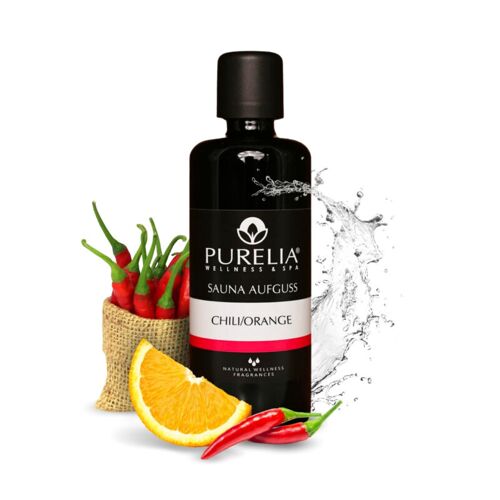 PURELIA Saunaaufguss Konzentrat Chili-Orange 100 ml natürlicher Sauna-aufguss – reine ätherische Öle – Purelia