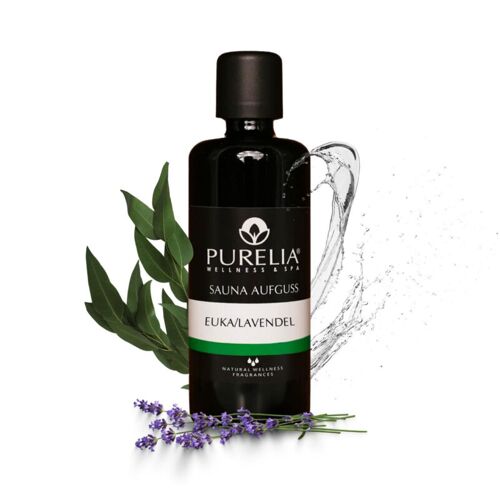 PURELIA Saunaaufguss Konzentrat Euka-Lavendel 100 ml natürlicher Sauna-aufguss – reine ätherische Öl – Purelia