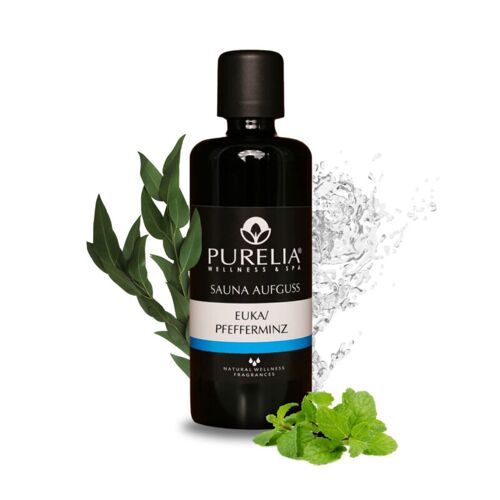 PURELIA Saunaaufguss Konzentrat Euka-Pfefferminz 100 ml natürlicher Sauna-aufguss – reine ätherische – Purelia