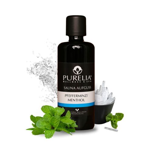 PURELIA Saunaaufguss Konzentrat Pfefferminz-Menthol 100 ml natürlicher Sauna-aufguss – reine ätheris – Purelia