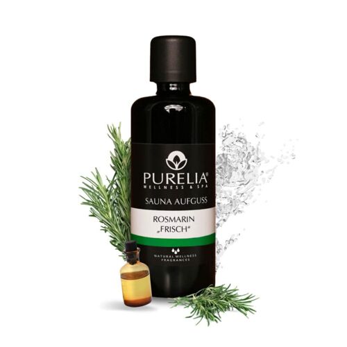 PURELIA Saunaaufguss Konzentrat Rosmarin frisch 100 ml natürlicher Sauna-aufguss – reine ätherische – Purelia