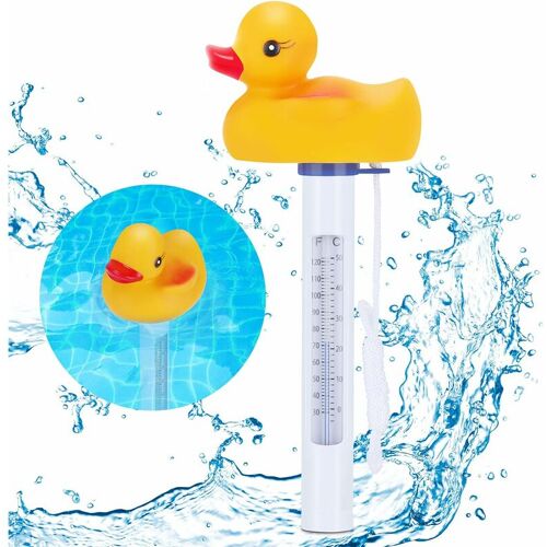 QIEDIE Schwimmendes Pool-Thermometer, Ente Shrenfox Pool-Thermometer, unzerbrechliches Wasserthermometer Ente mit schwimmendem Seil-Thermometer