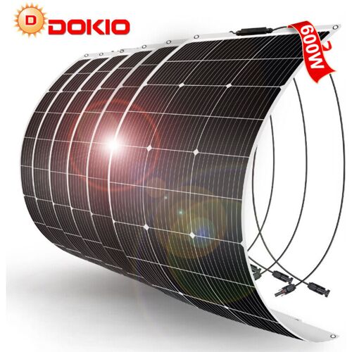 Dokio – 6x 100W Solarpanel 12v Flexibles Monokristallines Solarmodul für Haus/Wohnwagen/Van/Boot/Batterie/Garten