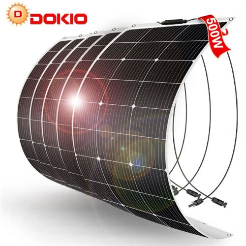 Dokio – 5x 100W Solarpanel 12v Flexibles Monokristallines Solarmodul für Haus/Wohnwagen/Van/Boot/Batterie/Garten
