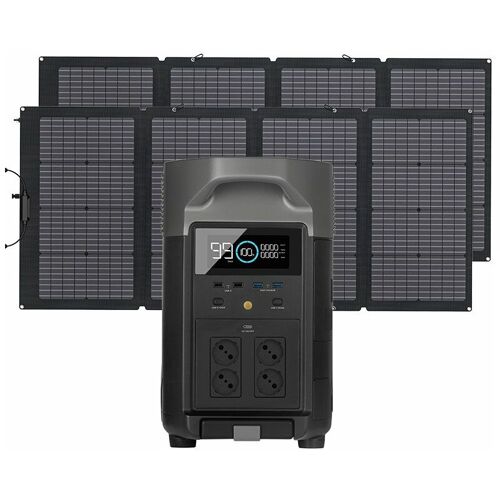EcoFlow Solargenerator Delta Pro 3,6 kWh/3600 w mit 2 Solarpanel auf Balkon mit 400W, tragbares Kraftwerk für Haus, Camping, Camping im Freien, Wohnmobil und